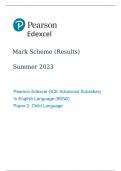 Pearson Edexcel GCE English Language Advanced subsidiary Paper 2(8EN0/02)mark scheme for June 2023
