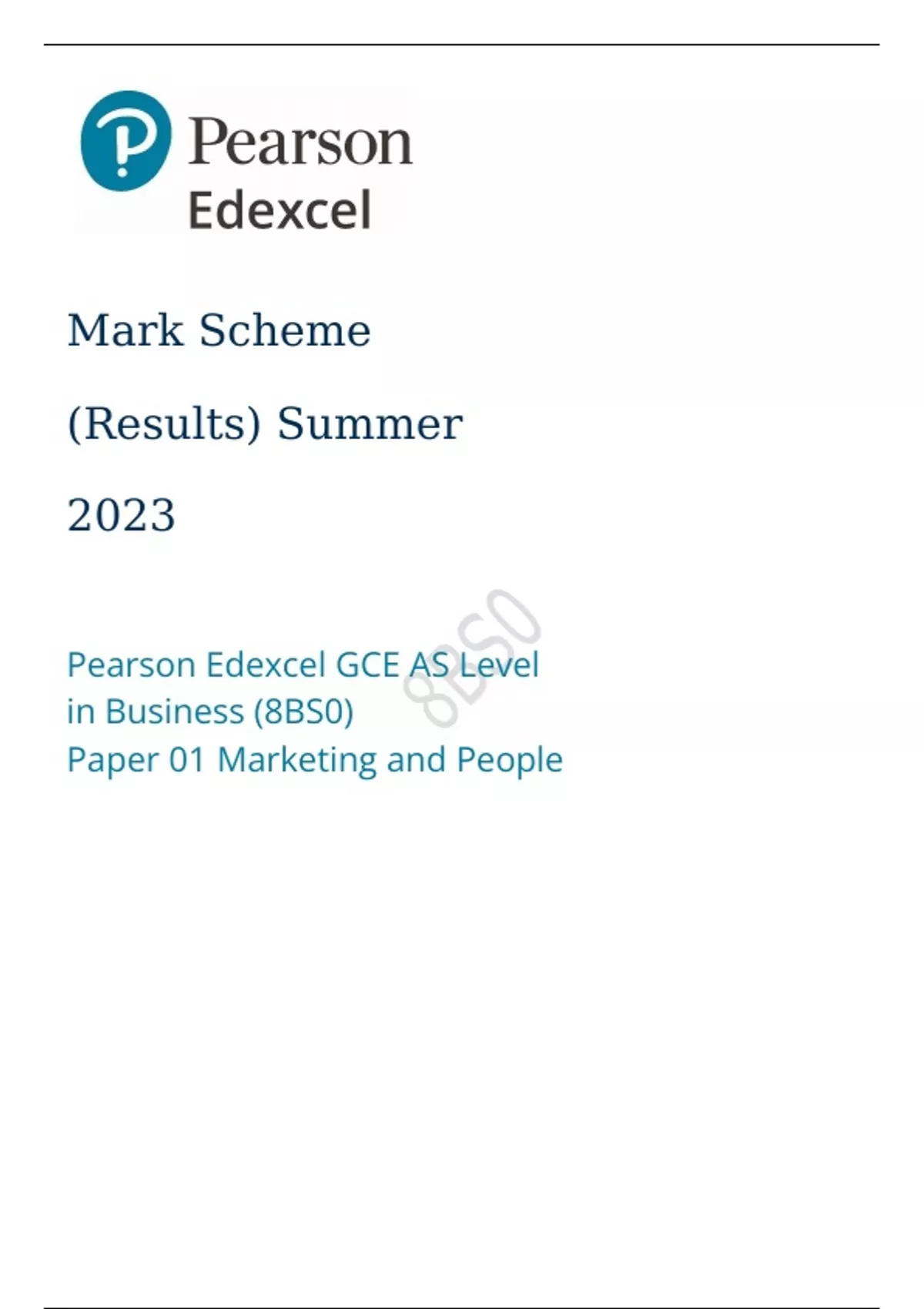 Pearson Edexcel GCE AS Level in Business Paper 1 June 2023 Question ...