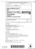 Pearson Edexcel GCE A Level Psychology Paper 3 Question paper and mark scheme for June 2023