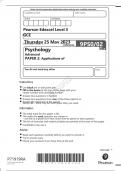 Pearson Edexcel GCE A Level Psychology Paper 2 Question paper and mark scheme for June 2023