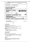 Pearson Edexcel GCE English Language and Literature ADVANCED SUBSIDIARY Paper 1(8EL0/01)QUESTION PAPER for June 2023