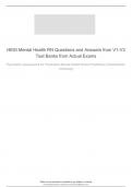 HESI Mental Health RN Questions and Answers from V1-V3 Test Banks from Actual Exams