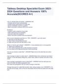 Tableau Desktop Specialist Exam 2023-2024 Questions and Answers 100&percnt; Accurate&lpar;SCORED A&plus;&rpar;