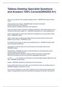 Tableau Desktop Specialist Questions and Answers 100&percnt; Correct&lpar;GRADED A&plus;&rpar;
