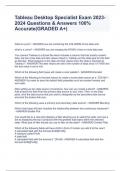 Tableau Desktop Specialist Exam 2023-2024 Questions & Answers 100&percnt; Accurate&lpar;GRADED A&plus;&rpar;