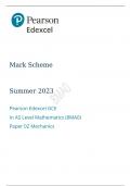 Pearson Edexcel GCE In AS Level Mathematics Paper 22(8MA0/22) Mechanics mark scheme for June 2023