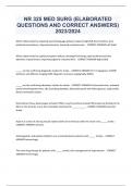NR 325 MED SURG &lpar;ELABORATED  QUESTIONS AND CORRECT ANSWERS&rpar;  2023&sol;2024