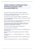Tableau Desktop Certification Exam Questions & Answers 100&percnt; Correct&lpar;SCORED A&plus;&rpar;