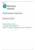 Pearson Edexcel GCE AS Biology Spec A Paper 01(8BN0)mark scheme for June 2023