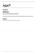 AQA A-level BENGALI Paper 3 Listening&comma; Reading and Writing   Insert 2023