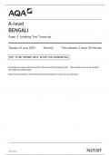 AQA A-level BENGALI Paper 3 Listening Test Transcript Tuesday 13 June 2023 
