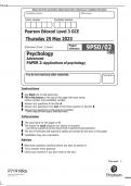 Pearson Edexcel Level 3 GCE Psychology Advanced PAPER 2 JUNE 2023 QUESTION PAPER: Applications of psychology