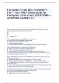 Firefighter 1 Final Test, Firefighter 1, Fire 1 TEST PREP (Study guide for Firefighter 1 final exam) QUESTIONS + ANSWERS GRADED A+