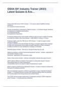 OSHA 501 Industry Trainer &lpar;2023&rpar; Latest Quizzes & Ans&hellip; 