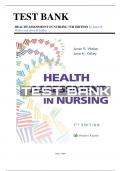 Test Bank for Health Assessment in Nursing 7th Edition by Janet R Weber and Jane H Kelley Chapter 1-34&vert;Complete Guide A&plus; with All Questions and answers