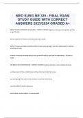 MED SURG NR 325 - FINAL EXAM  STUDY GUIDE WITH CORRECT  ANSWERS 2023/2024 GRADED A+