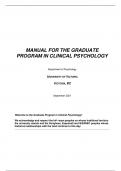  MANUAL FOR THE GRADUATE PROGRAM IN CLINICAL PSYCHOLOGY  Department of Psychology  UNIVERSITY OF VICTORIA VICTORIA, BC