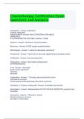 Chemotherapy Certification Exam Questions and Answers &vert;Graded A