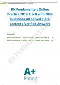 RN Fundamentals Online Practice 2019 A & B with NGN Questions All Solved 100% Correct / Verified Answers