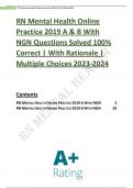 RN Mental Health Online Practice 2019 A & B With NGN Questions and Answers + Rationale| Multiple Choices / Assured Pass 2023/2024