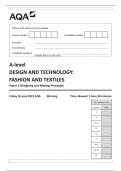 AQA A-level DESIGN AND TECHNOLOGY: FASHION AND TEXTILES Paper 2 Designing and Making Principles  7562-2-QP-DesignandTechnology-A-16Jun23