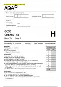 GCSE CHEMISTRY PAPER 2JUNE 2020 Please write clearly in block capitals. Centre number Candidate number Surname Forename(s) Candidate signature I declare this is my own work. H Wednesday 10 June 2020 Morning Time allowed: 1 hour 45 minutes Materials For th