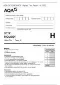 AQA GCSE BIOLOGY Higher Tier Paper 1H 2023 Please write clearly in block capitals. Centre number Candidate number Surname Forename(s) Candidate signature I declare this is my own work. GCSE BIOLOGY Higher Tier Paper 1H Time allowed: 1 hour 45 minutes Mate
