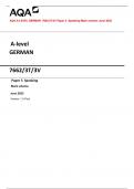 AQA A-level GERMAN 7662/3T/3V Paper 3 Speaking Mark scheme June 2023 Version: 1.0 Final
