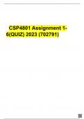 CSP4801 Assignment 1-6(QUIZ) 2023 (702791).VERIFIED