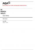 AQA AS FRENCH 7651/2 Paper 2 Writing Mark scheme June 2023 Version: 1.0 Final