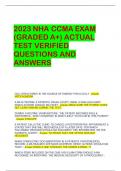 2023 NHA CCMA EXAM  (GRADED A+) ACTUAL  TEST VERIFIED  QUESTIONS AND  ANSWERS