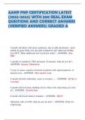 AANP FNP CERTIFICATION LATEST  (2023-2024) WITH 200 REAL EXAM  QUESTIONS AND CORRECT ANSWERS (VERIFIED ANSWERS) GRADED A