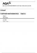 AQA A-level FURTHER MATHEMATICS 7367/1 Paper 1 Mark scheme June 2023 Version: 1.0 Final