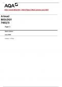 AQA A-level BIOLOGY 7402/3 Paper 3 Mark scheme June 2023 Version: 1.0 Final