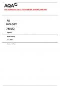 AQA AS BIOLOGY 7401/2 Paper 2 Mark scheme June 2023 Version: 1.0 Final