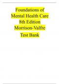 Foundations of Mental Health Care 8th Edition Morrison-Valfre  Test Bank 