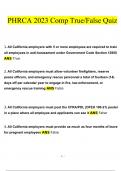PHRCA 2023 Comp True&sol;False Quiz questions verified with 100&percnt; correct answers
