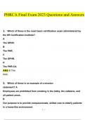 PHRCA Final Exam questions verified with 100&percnt; correct answers