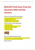 BIOL1P91 Final Exam Prep test  Questions With Verified  Answers