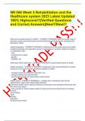 NR 506 Week 5 Rehabilitation and the Healthcare system 2023 Latest Updated 100% Highscore!!![Verified Questions and Correct Answers]New!!!New!!!