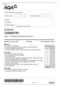AQA A Level CHEMISTRY Paper 1 QUESTION PAPERS and MARK SCHEMES JUNE 2023