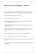 Edexcel AS&sol;A Level Business - Theme 1 2023&sol;2024 VERIFIED QUESTIONS AND ANSWERS
