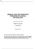    MANUAL FOR THE GRADUATE PROGRAM IN CLINICAL PSYCHOLOGY  Department of Psychology  UNIVERSITY OF VICTORIA VICTORIA, BC