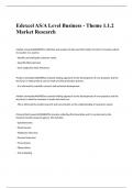 Edexcel AS&sol;A Level Business - Theme 1&period;1&period;2 Market Research 2023&sol;2024 VERIFIED QUESTIONS AND ANSWERS