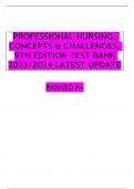 PROFESSIONAL NURSING:  CONCEPTS & CHALLENGES,  9TH EDITION TEST BANK 2023/2024 LATEST UPDATE RANKED A+
