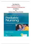 Test Bank For Pediatric Nursing Critical Components of Nursing Care 3rd Edition By Kathryn Rudd, Diane Kocisko |All Chapters, Complete Q & A, Latest|