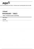 AQA A-level PSYCHOLOGY 7182/1 Paper 1 Introductory topics in psychology Mark scheme June 2023 Version: 1.0 Final