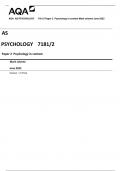 AQA AS PSYCHOLOGY 7181/2 Paper 2 Psychology in context Mark scheme June 2023 Version: 1.0 Final