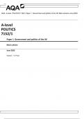AQA A-level POLITICS 7152/1 Paper 1 Government and politics of the UK Mark scheme June 2023 Version : 1.0 Final