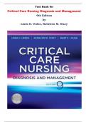 Test Bank for Critical Care Nursing Diagnosis and Management 9th Edition by Linda D. Urden, Kathleen M. Stacy |All Chapters, Complete Q & A, Latest|